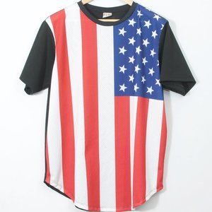 Friends United Network L Men's T-shirt Red White Blue Flag Polyester